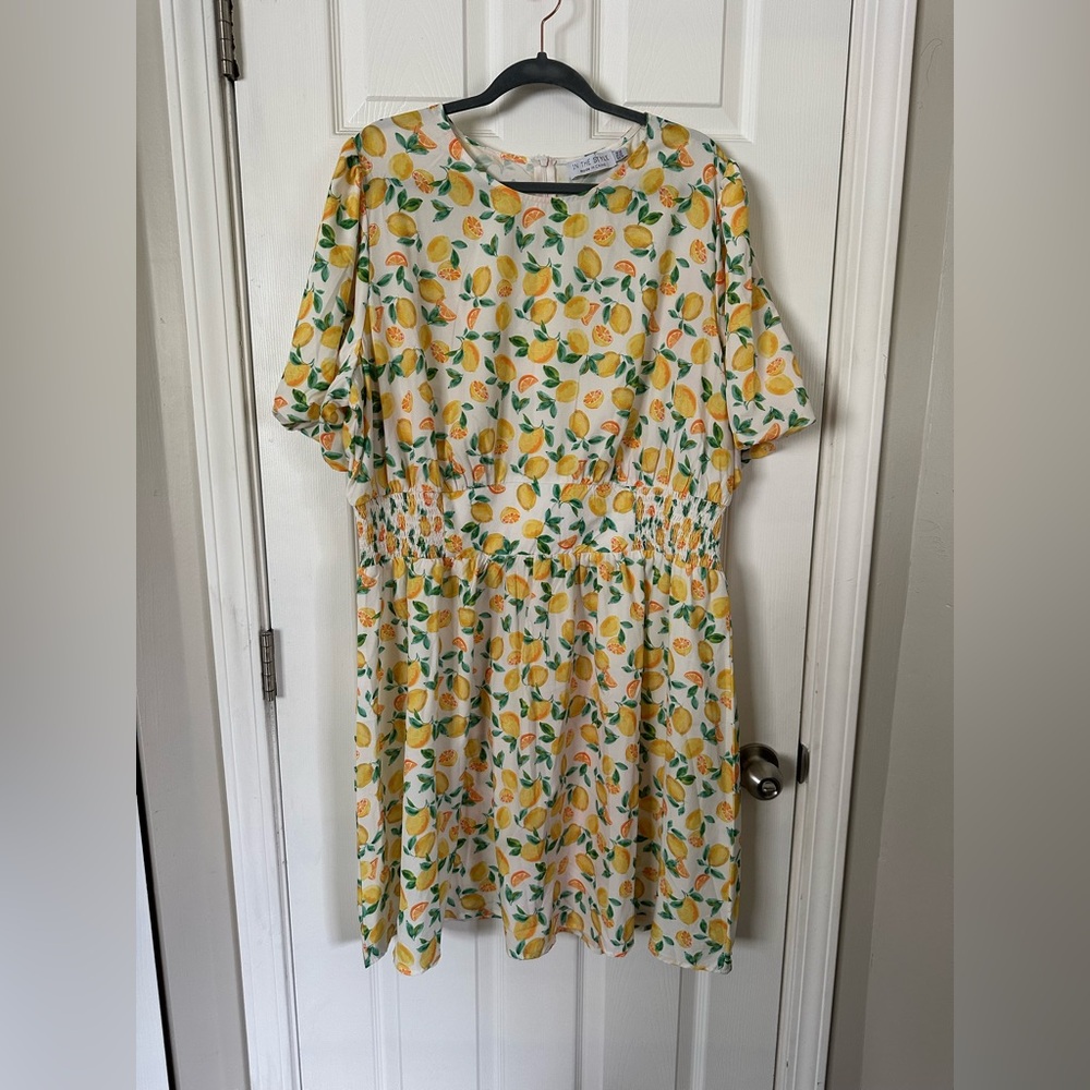 Lemon Print Puff Sleeve Sundress